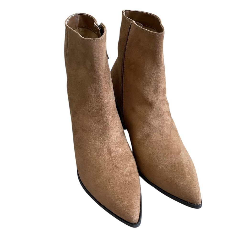 LINEA PAOLO Women's Light Tan Suede Sadie Block Heel Bootie Classic Size 12 - Picture 6 of 9
